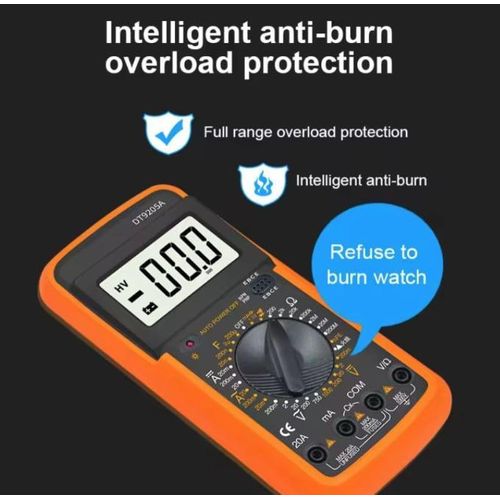 Digital Multimeter AC/DC Voltmeter Ammeter Ohmmeter – LCD Display, 1999 Counts, Resistance Capacitance Diode & Continuity Tester, Electricians & DIY