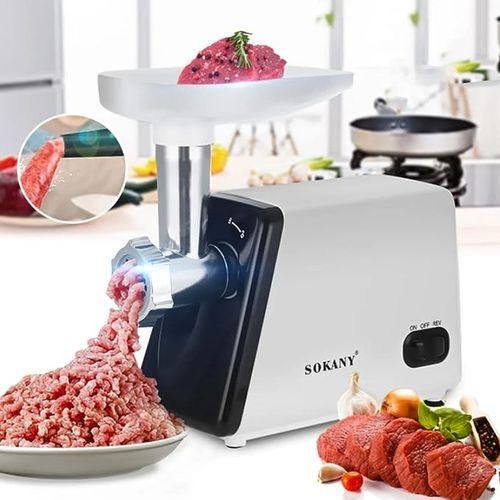Sokany SK-312 2500W Electric Meat Grinder & Mincer – Stainless Steel Blades, Multiple Grinding Plates, Sausage Funnel, Kibbe Attachment, Home & Commercial
