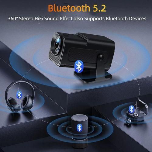 HY320 Smart Projector Native 1080P Full HD – 390 ANSI Lumens, 4K Support, WiFi 6, Bluetooth 5.0, 180° Rotation, Auto Keystone, Android 11, 30–150 Inch