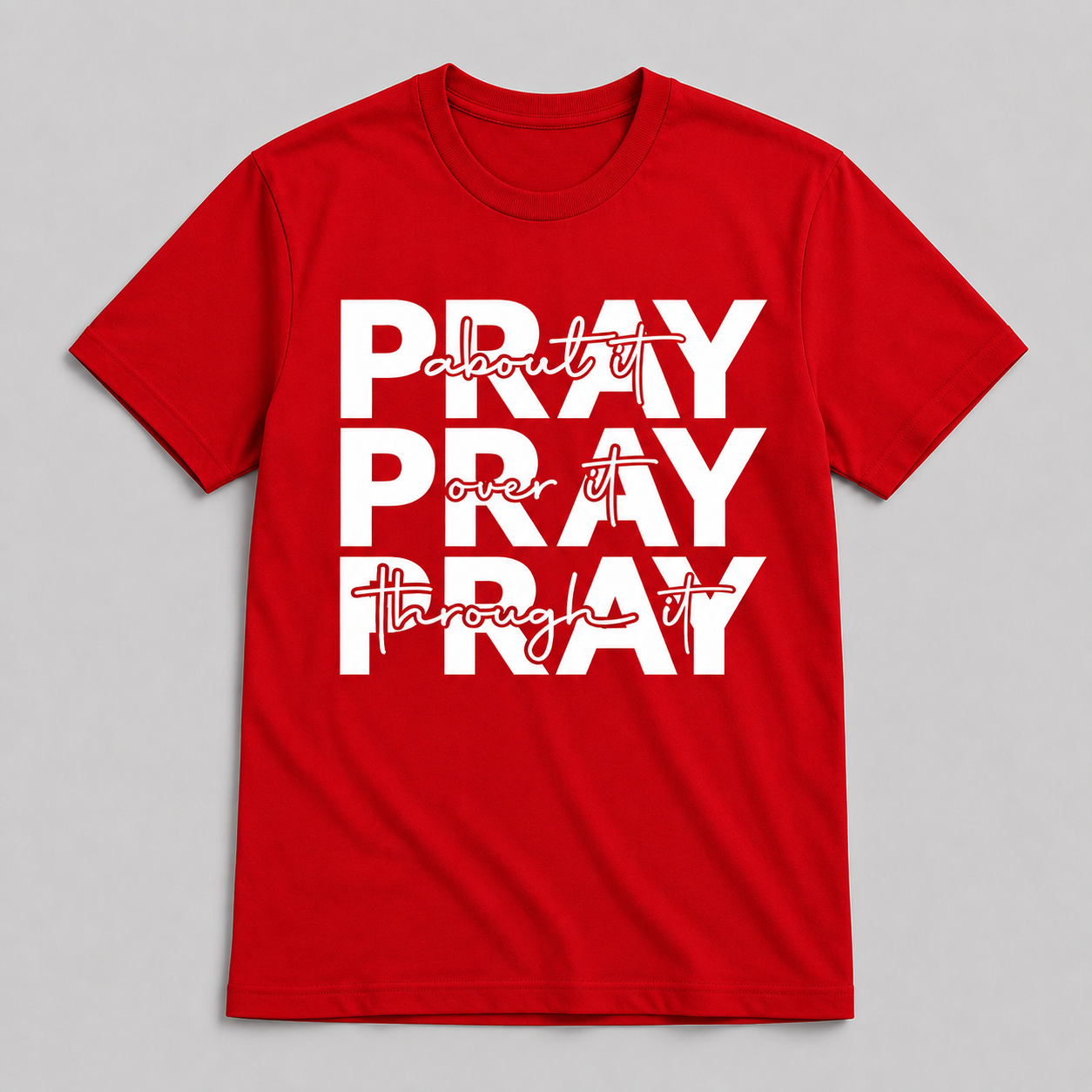 Share this product



TSHIRTS KE "Pray About It, Pray Over It, Pray Through It" Black Cotton Tee