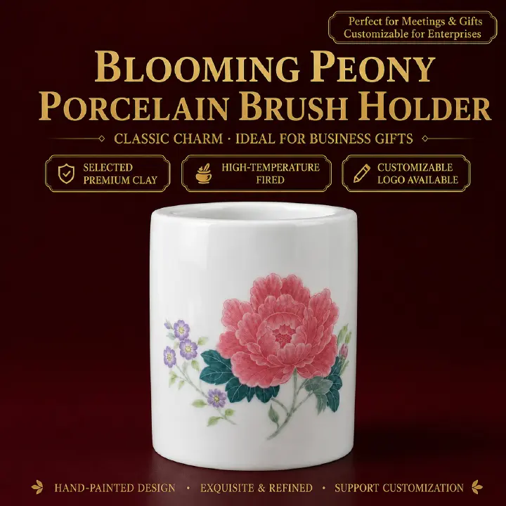 Chinese ceramic brush pots are classic traditional stationery. Crafted from fine porcelain, they feature elegant hand-painted landscapes, flowers or Chinese patterns. Smooth, durable and full of orien