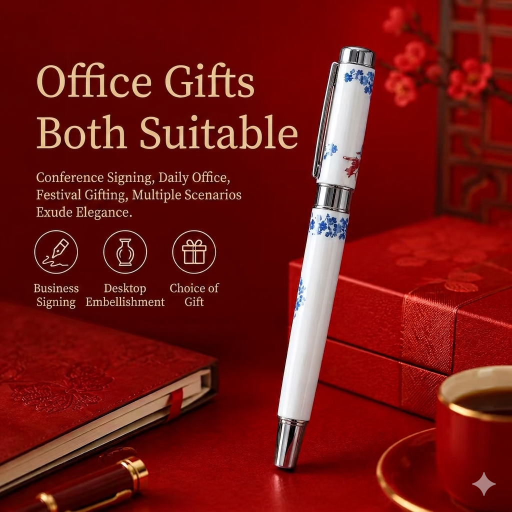 It is a traditional Chinese calligraphy tool with a delicate ceramic handle. The smooth ceramic grip is comfortable to hold and durable for long-time writing.