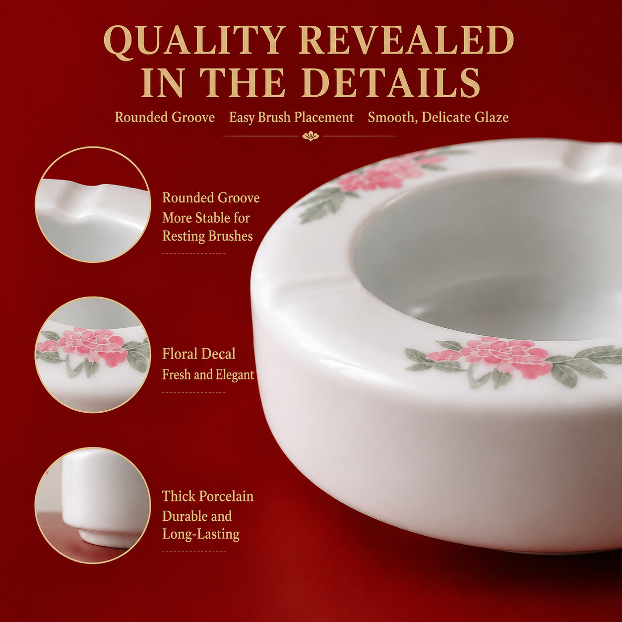 Chinese Ceramic Brush Washer，t is a classic traditional stationery for Chinese calligraphy and ink painting. Handcrafted from fine porcelain with smooth glaze, it is used to rinse ink off writingbrush