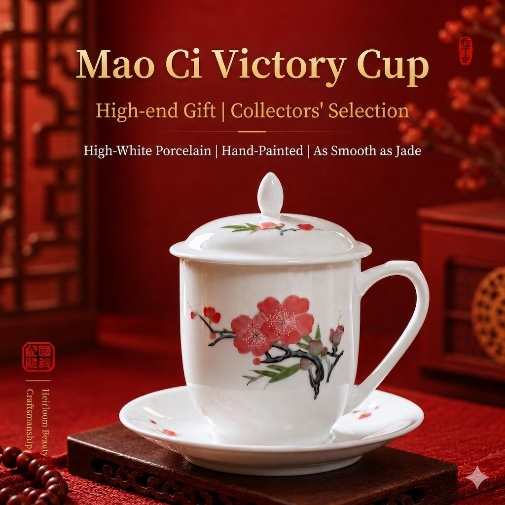 Liling Mao Porcelain Victory Cup
State-level underglaze color porcelain made for national leaders, classic official office mug with red cultural value, durable and food-safe.
