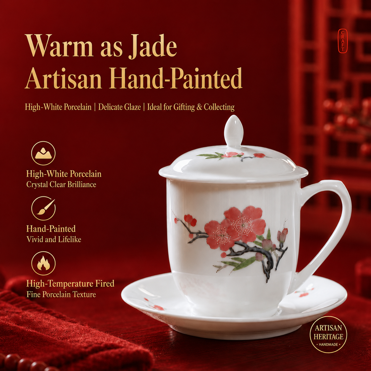 Liling Mao Porcelain Victory Cup
State-level underglaze color porcelain made for national leaders, classic official office mug with red cultural value, durable and food-safe.