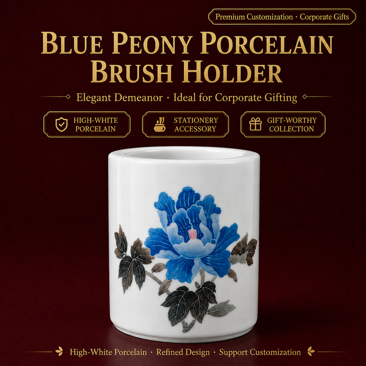 Chinese ceramic brush pots are classic traditional stationery. Crafted from fine porcelain, they feature elegant hand-painted landscapes, flowers or Chinese patterns. Smooth, durable and full of orien