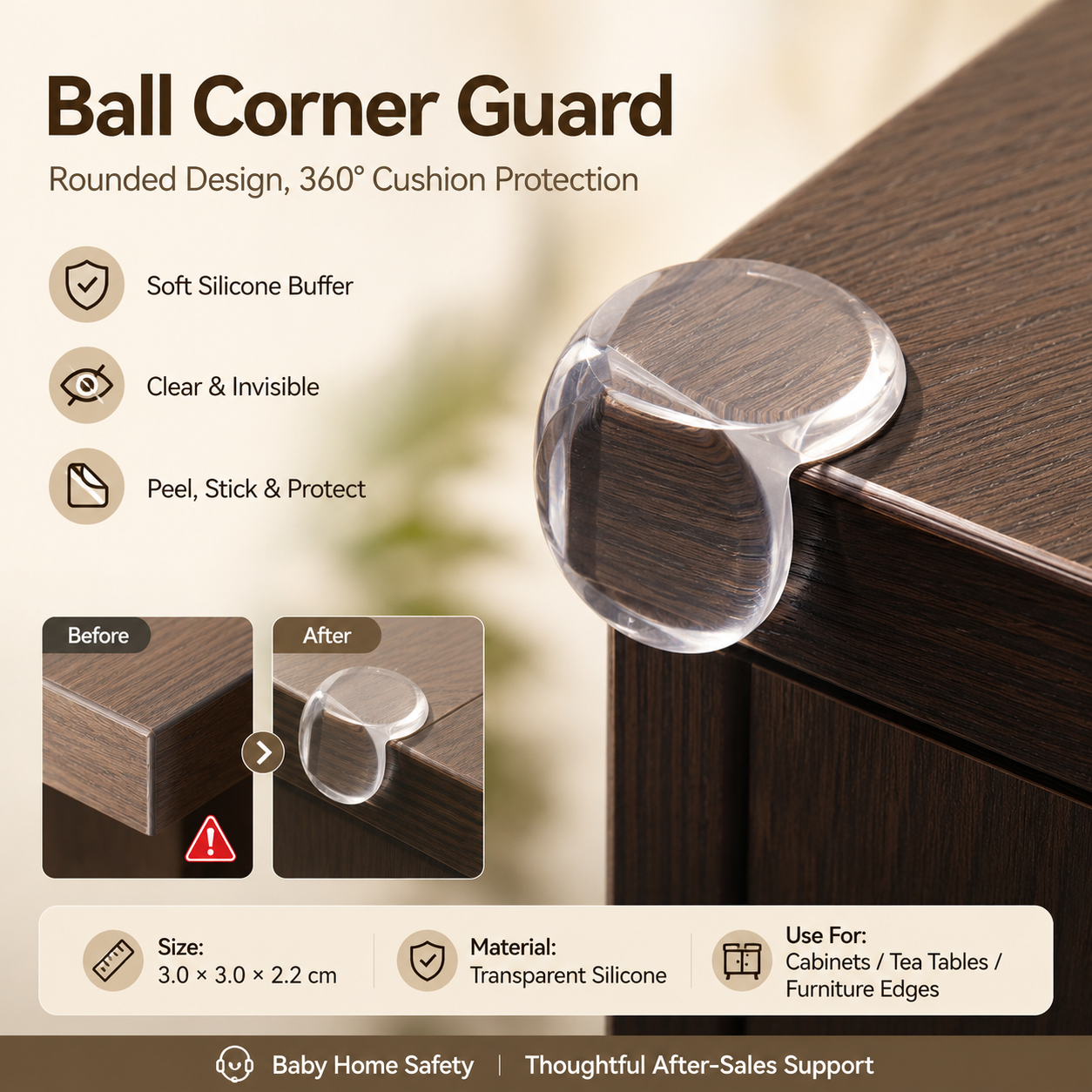 Transparent Silicone Corner Protector, Baby Safety Anti-collision Table Corner Guard, Furniture Edge Bumper for Kids Home Childproofing，soft corner cushion, table edge protection, furniture corner bum