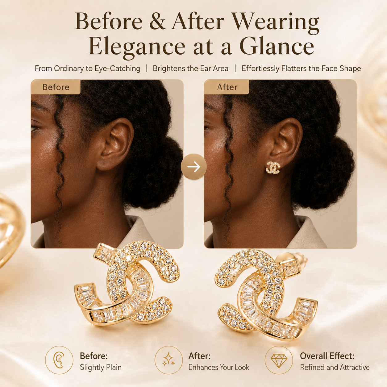 Women's Champagne Gold Shimmer Double Hoop Earrings, Elegant Minimalist Luxury Fashion Jewelry for Daily Office Party Gift，double hoop earrings, champagne gold earrings, hoop earrings for women,