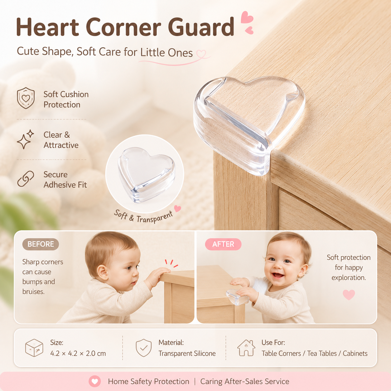 Transparent Silicone Corner Protector, Baby Safety Anti-collision Table Corner Guard, Furniture Edge Bumper for Kids Home Childproofing，soft corner cushion, table edge protection, furniture corner bum