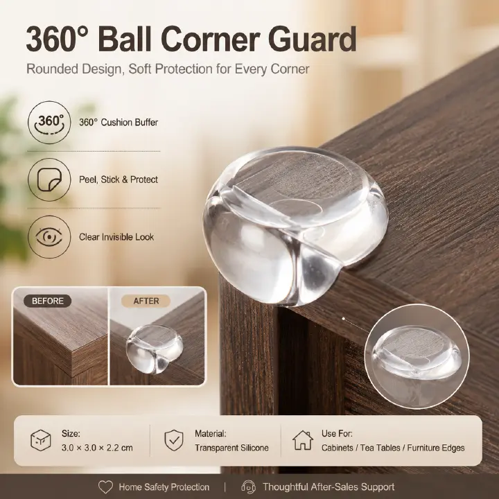Transparent Silicone Corner Protector, Baby Safety Anti-collision Table Corner Guard, Furniture Edge Bumper for Kids Home Childproofing，soft corner cushion, table edge protection, furniture corner bum