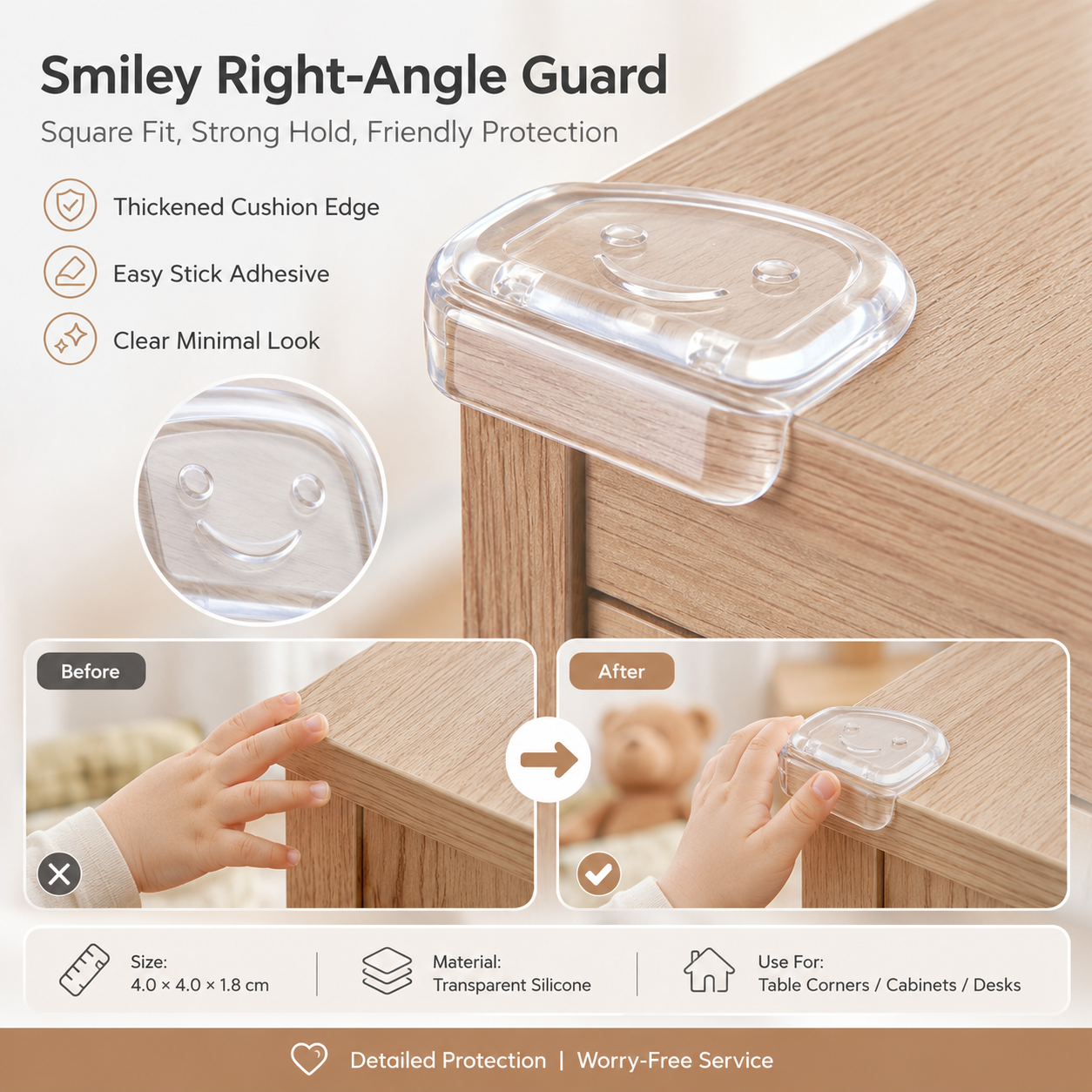Transparent Silicone Corner Protector, Baby Safety Anti-collision Table Corner Guard, Furniture Edge Bumper for Kids Home Childproofing，soft corner cushion, table edge protection, furniture corner bum