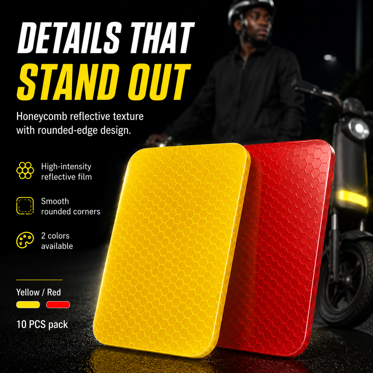 reflective sticker,reflective warning tape,motorcycle reflective decal,electric bike safety sticker,night visibility reflector,self‑adhesive reflective film,anti‑collision reflective strip,custom prin