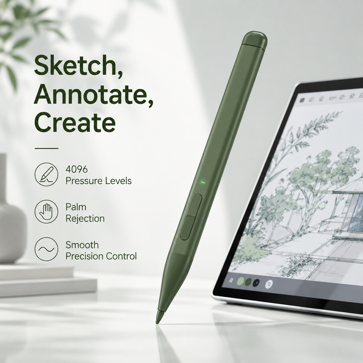 Bluetooth MPP Stylus Pen for Microsoft Surface Pro 11 10 9 8 7 6 5, Surface Go 4 3 2 1, Pressure‑Sensitive Hand‑Writing Drawing Pen