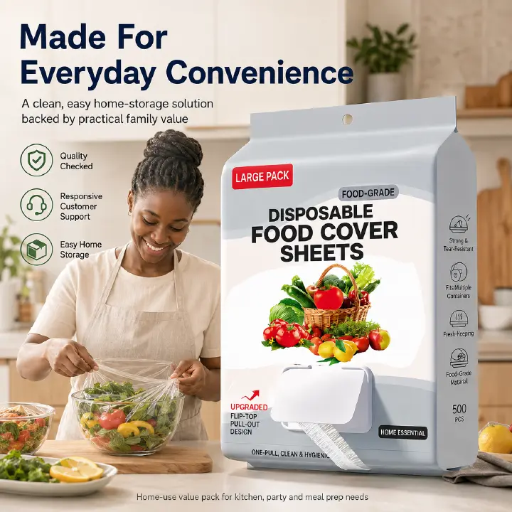 Disposable Food Grade Elastic Bowl Covers, Flip Box Draw Type Plastic Wrap Covers, Dust‑proof Fresh‑keeping Covers for Refrigerator Leftovers