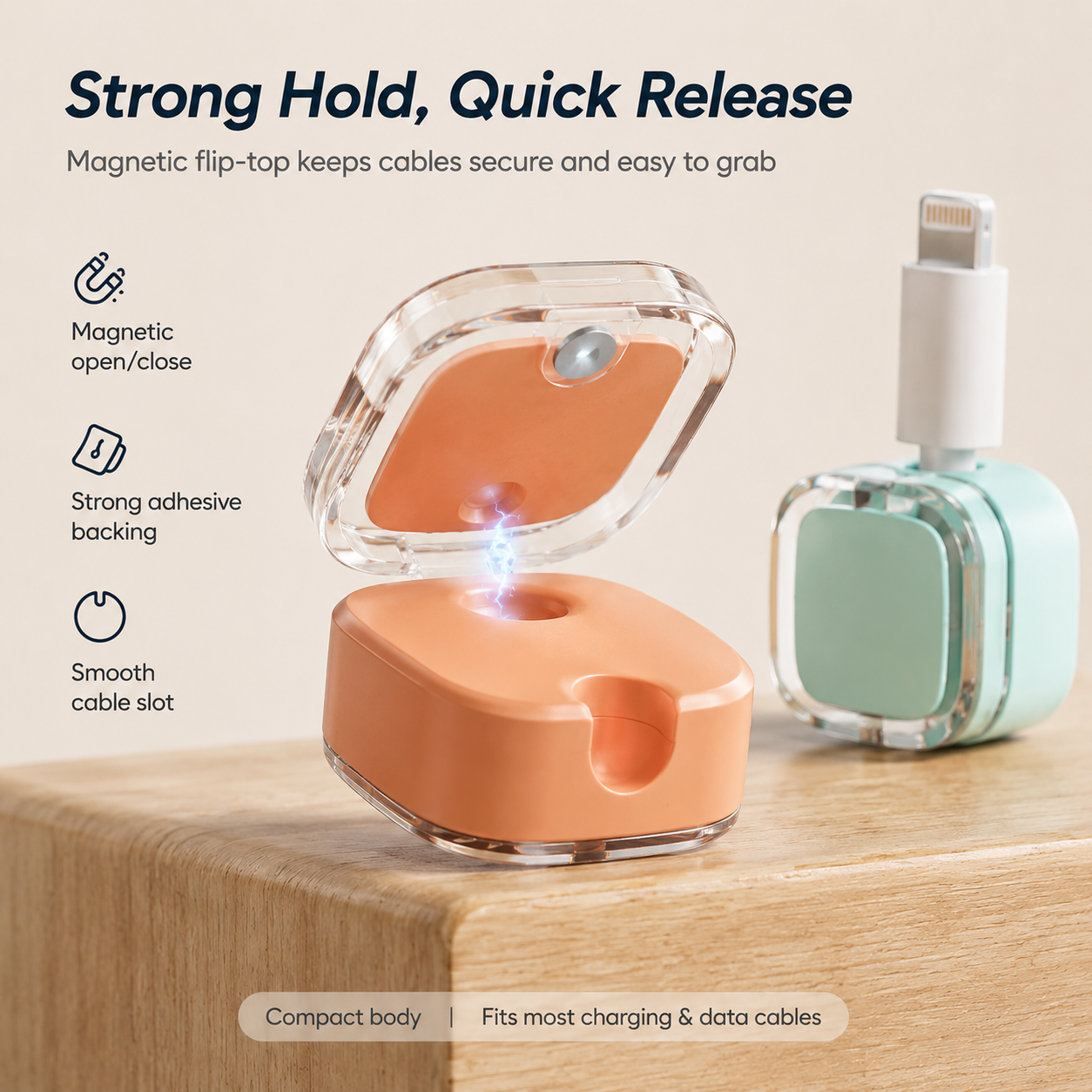 Magnetic Cable Organizer Clips, No‑Drill Self‑Adhesive Cord Holder, Reusable Wire Winder Strap for Desktop USB Charging Cable Storage Fixer