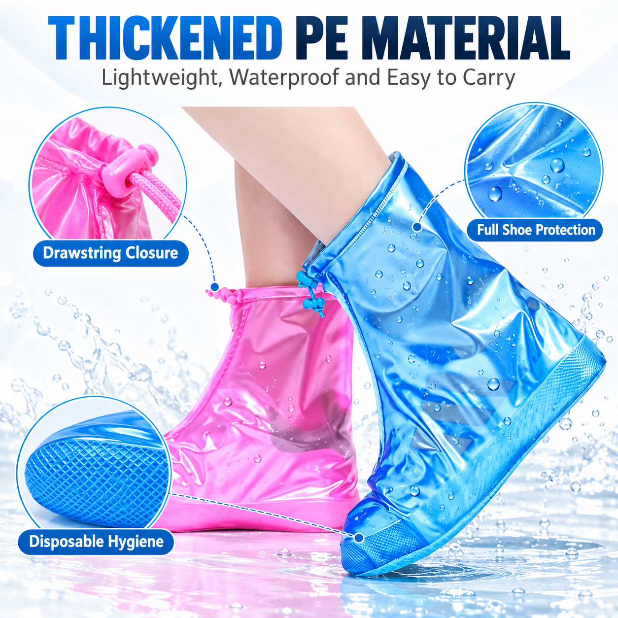 PVC Rain Shoe Covers Thickened Waterproof Non Slip Reusable Mid Calf Boot Cover Rain Gear For Adult Men Women Kids Outdoor Travel PVC Rain Shoe Covers Thickened Waterproof Non Slip Reusable Mid Calf B