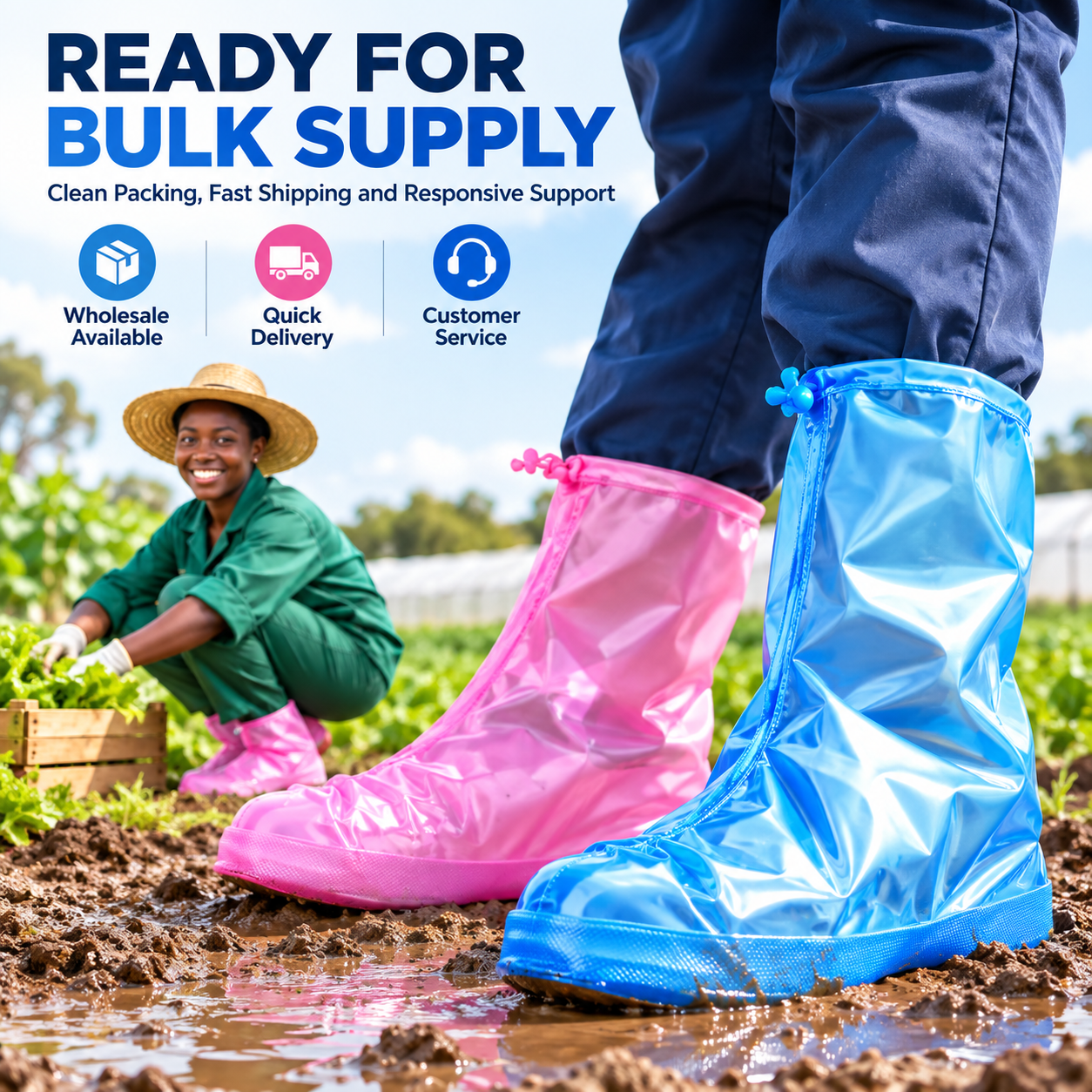 PVC Rain Shoe Covers Thickened Waterproof Non Slip Reusable Mid Calf Boot Cover Rain Gear For Adult Men Women Kids Outdoor Travel PVC Rain Shoe Covers Thickened Waterproof Non Slip Reusable Mid Calf B