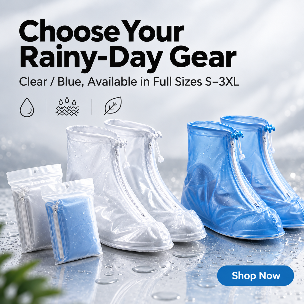 PVC Waterproof Shoe Covers Thickened Non Slip Rain Boot Covers Reusable Mid Calf Rain Gear For Adult Men Women Kids Outdoor Travel Waterproof Shoe Covers PVC Non Slip Rain Boot Covers Reusable Mid Cal