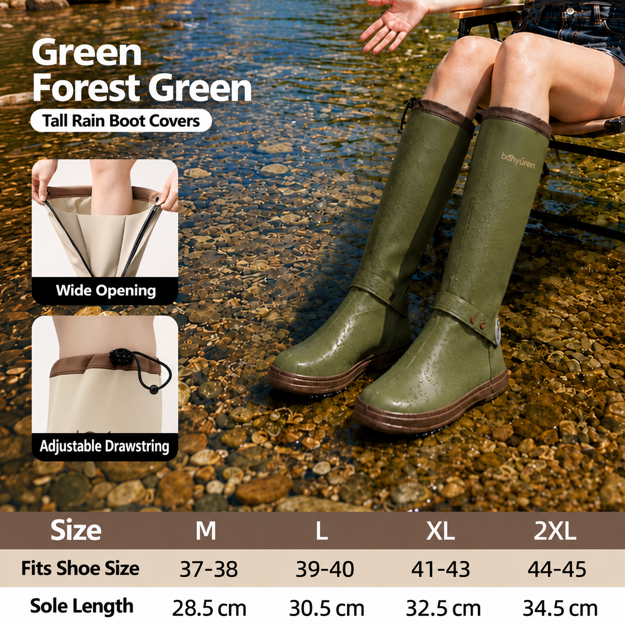 PVC Thickened Waterproof Rain Shoe Covers Non Slip Wear Resistant Mid Tube Reusable Unisex Outdoor Boot Covers Thickened PVC Rain Shoe Covers Waterproof Non Slip Wear Resistant Reusable Mid Tube Boot