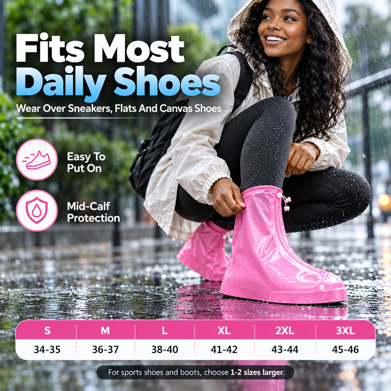 Heavy Duty PVC Waterproof Shoe Covers Thickened Non Slip Wear Resistant Mid Tube Rain Boot Covers for Men Women PVC Waterproof Rain Shoe Covers Thickened Non Slip Wear Resistant Reusable Mid Tube Outd