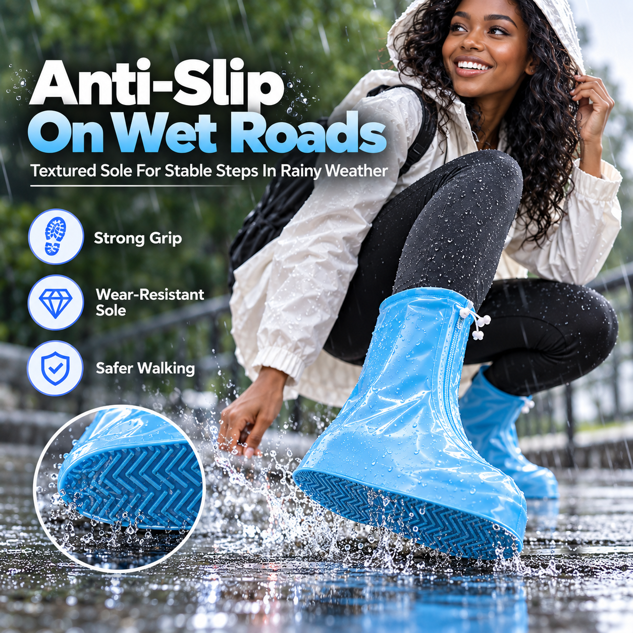 Heavy Duty PVC Waterproof Shoe Covers Thickened Non Slip Wear Resistant Mid Tube Rain Boot Covers for Men Women PVC Waterproof Rain Shoe Covers Thickened Non Slip Wear Resistant Reusable Mid Tube Outd