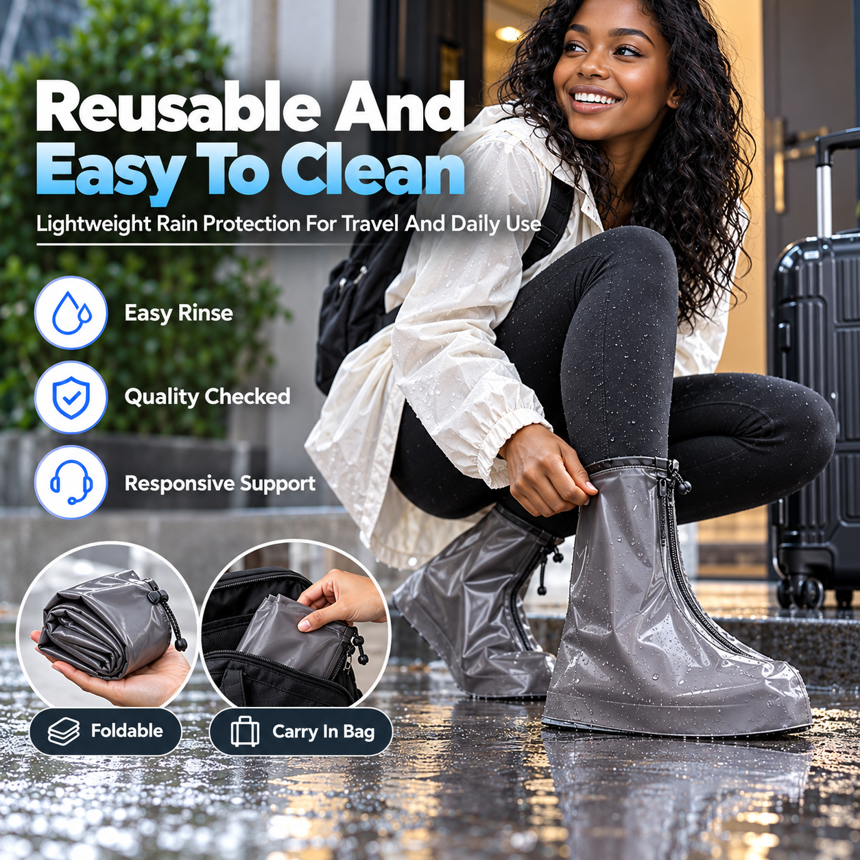 Heavy Duty PVC Waterproof Shoe Covers Thickened Non Slip Wear Resistant Mid Tube Rain Boot Covers for Men Women PVC Waterproof Rain Shoe Covers Thickened Non Slip Wear Resistant Reusable Mid Tube Outd
