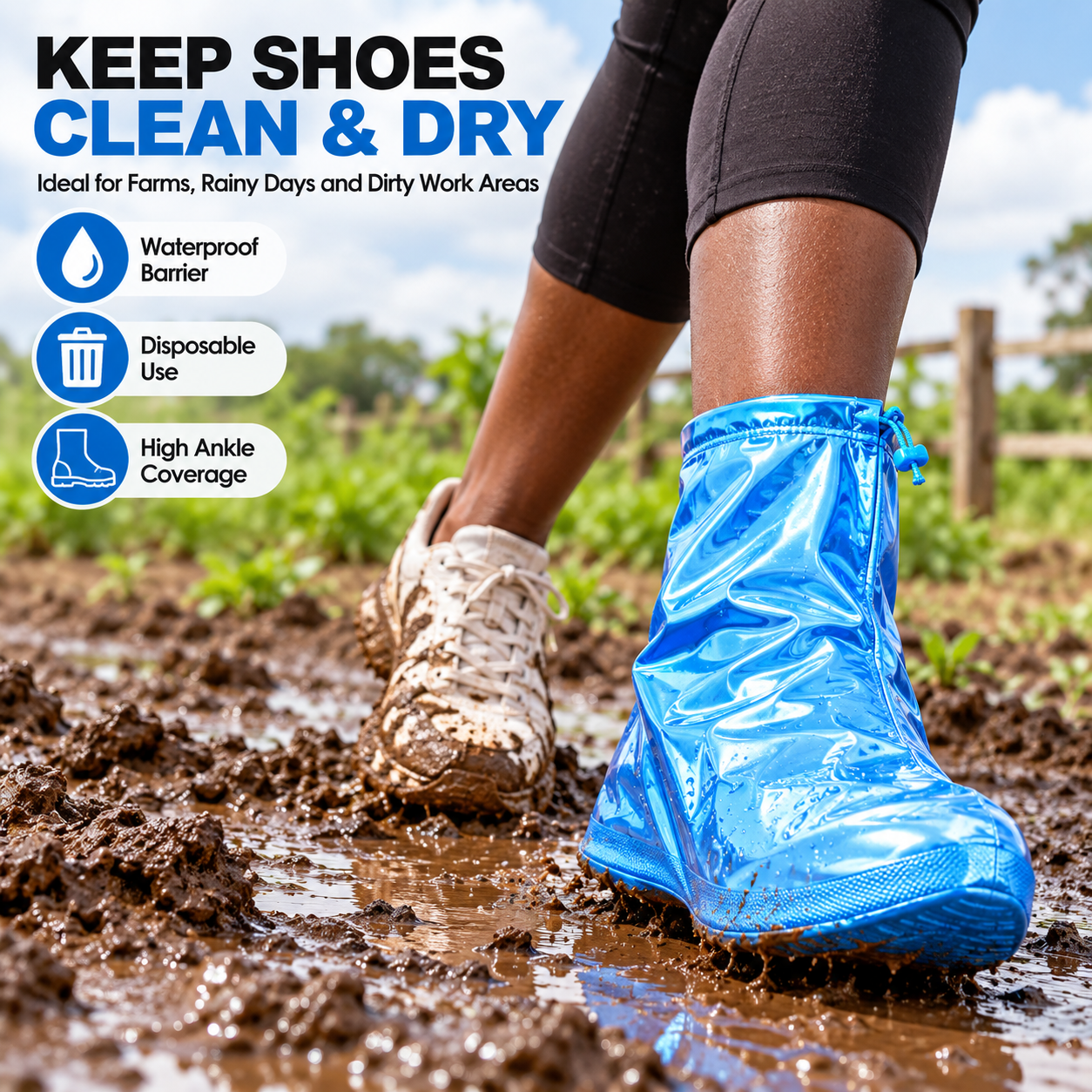 PVC Rain Shoe Covers Thickened Waterproof Non Slip Reusable Mid Calf Boot Cover Rain Gear For Adult Men Women Kids Outdoor Travel PVC Rain Shoe Covers Thickened Waterproof Non Slip Reusable Mid Calf B