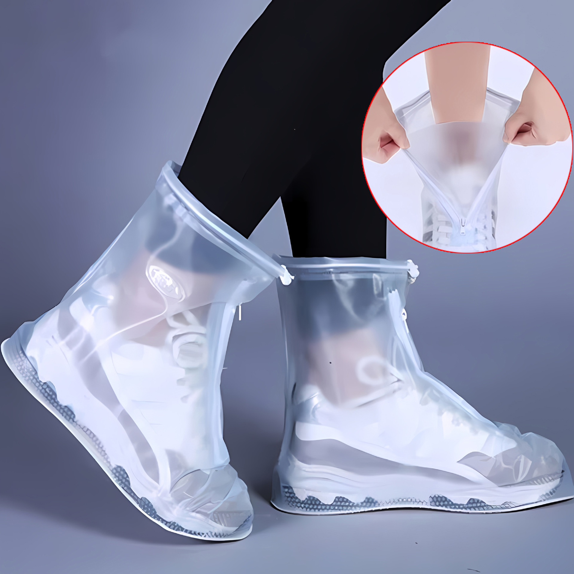 PVC Rain Shoe Covers Thickened Waterproof Non Slip Reusable Mid Calf Boot Cover Rain Gear For Adult Men Women Kids Outdoor Travel PVC Rain Shoe Covers Thickened Waterproof Non Slip Reusable Mid Calf B