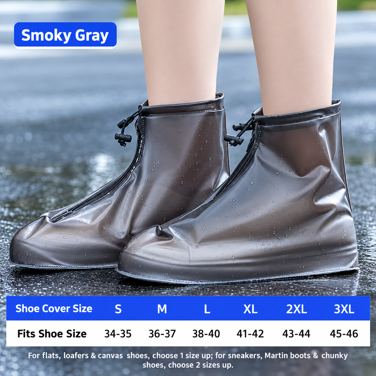 Heavy Duty PVC Waterproof Shoe Covers Thickened Non Slip Wear Resistant Mid Tube Rain Boot Covers for Men Women PVC Waterproof Rain Shoe Covers Thickened Non Slip Wear Resistant Reusable Mid Tube Outd