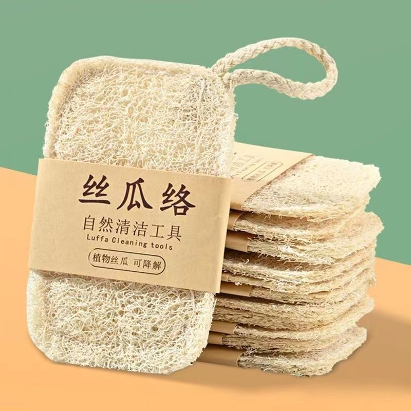 Natural Loofah Sponge Kitchen Dish Scrubber Eco Friendly Luffa Cleaning Brush Oil Removing Biodegradable Dishcloth for Dishes Pots Pans Natural Loofah Sponge Kitchen Dish Scrubber Eco Friendly Luffa C