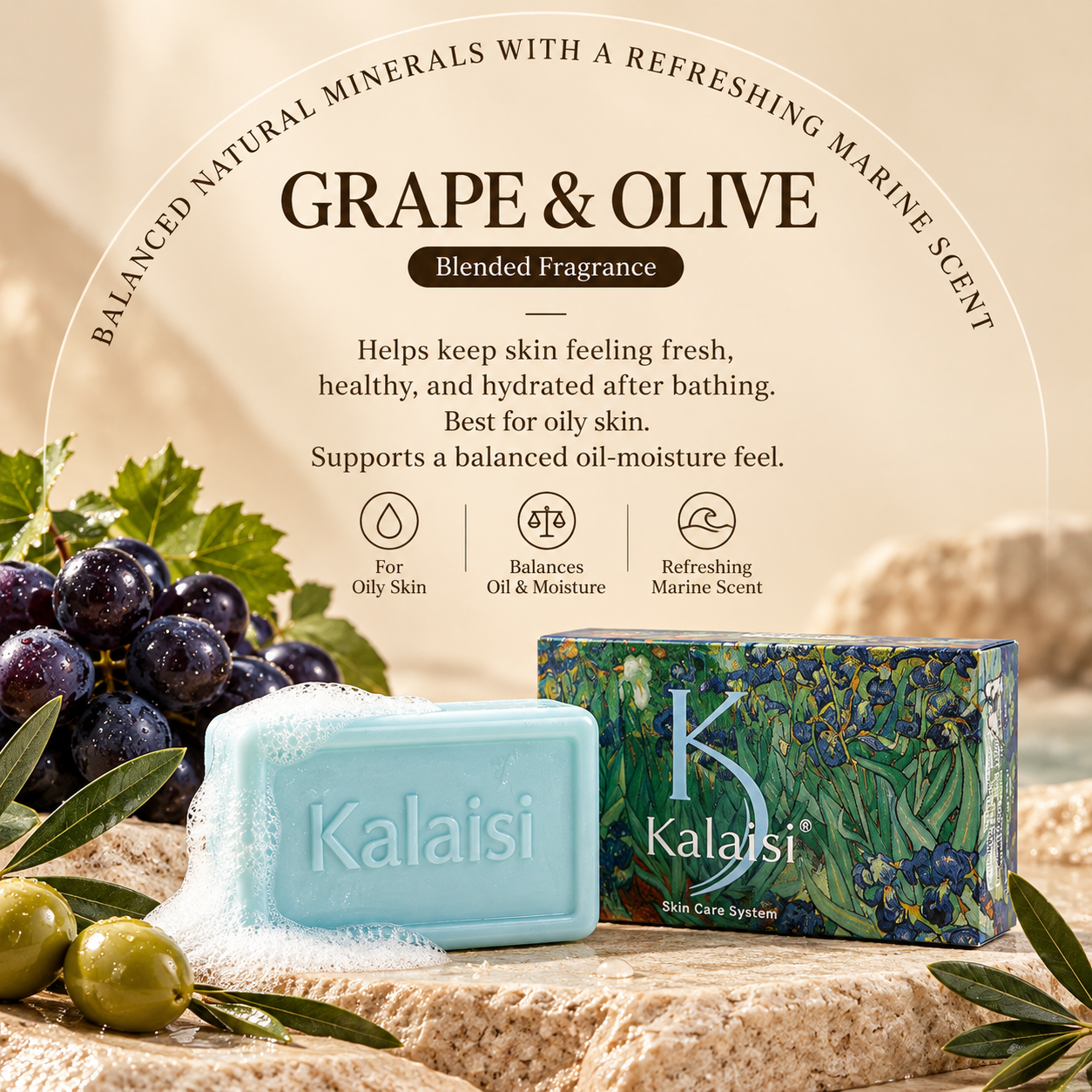 Korean Kalaisi Essential Oil Soap Famous Art Painting Design Face Body Bath Soap 100g Natural Handmade Bar Soap for Gentle Cleansing Korean Kalaisi Essential Oil Soap 100g Face Body Bath Soap Famous A