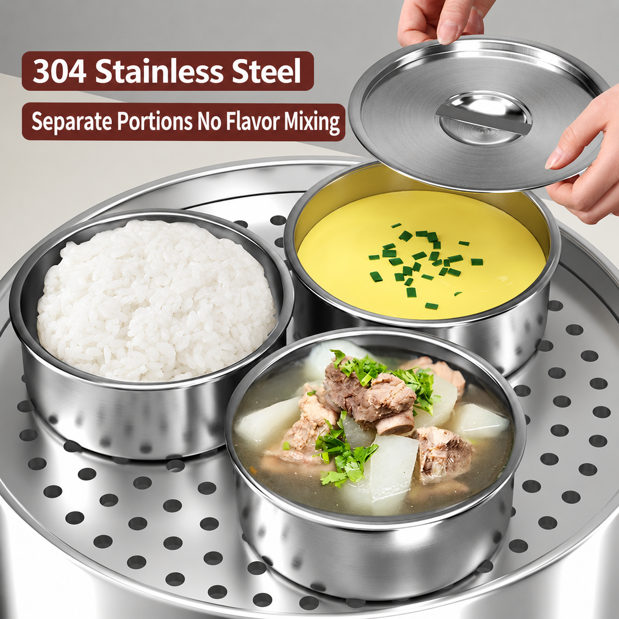 Stainless Steel Steaming Bowl With Lid Heat Resistant Thickened Stew Pot Ramekin Multi Purpose Bowl for Steamed Egg Vegetables Kitchen Cookware Stainless Steel Steaming Bowl With Lid Heat Resistant Th