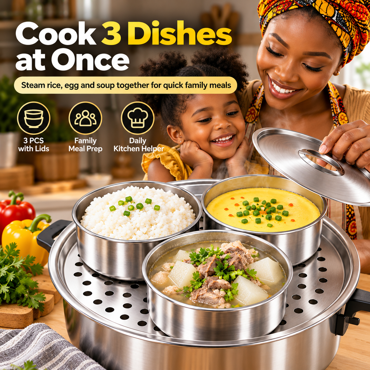 Stainless Steel Steaming Bowl With Lid Heat Resistant Thickened Stew Pot Ramekin Multi Purpose Bowl for Steamed Egg Vegetables Kitchen Cookware Stainless Steel Steaming Bowl With Lid Heat Resistant Th