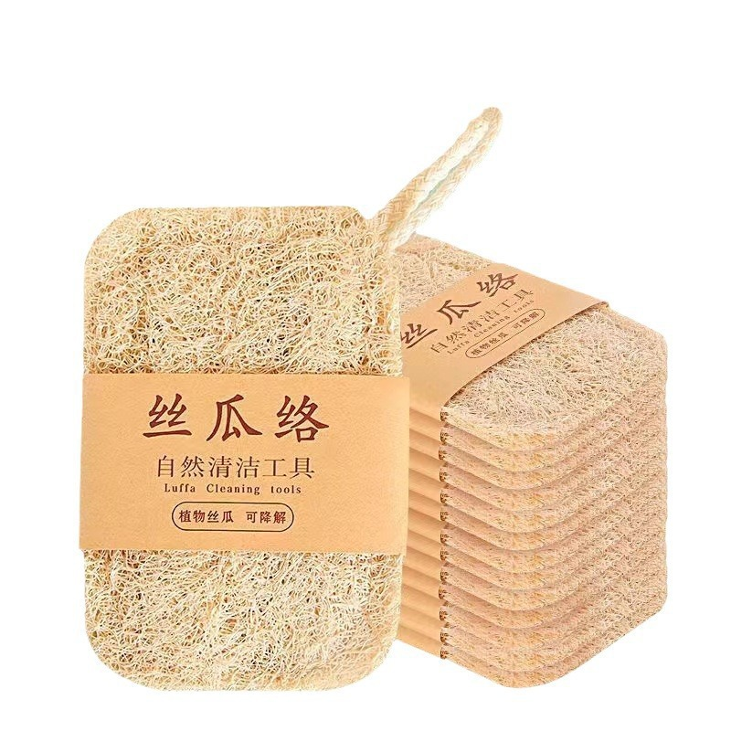 Natural Loofah Sponge Kitchen Dish Scrubber Eco Friendly Luffa Cleaning Brush Oil Removing Biodegradable Dishcloth for Dishes Pots Pans Natural Loofah Sponge Kitchen Dish Scrubber Eco Friendly Luffa C