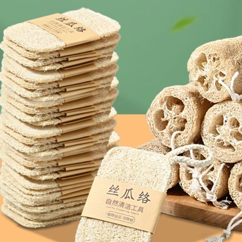 Natural Loofah Sponge Kitchen Dish Scrubber Eco Friendly Luffa Cleaning Brush Oil Removing Biodegradable Dishcloth for Dishes Pots Pans Natural Loofah Sponge Kitchen Dish Scrubber Eco Friendly Luffa C