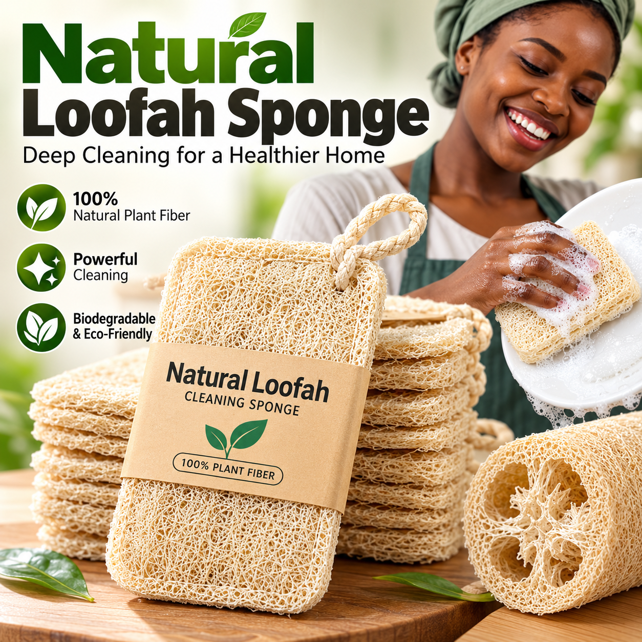 Natural Loofah Sponge Kitchen Dish Scrubber Eco Friendly Luffa Cleaning Brush Oil Removing Biodegradable Dishcloth for Dishes Pots Pans Natural Loofah Sponge Kitchen Dish Scrubber Eco Friendly Luffa C