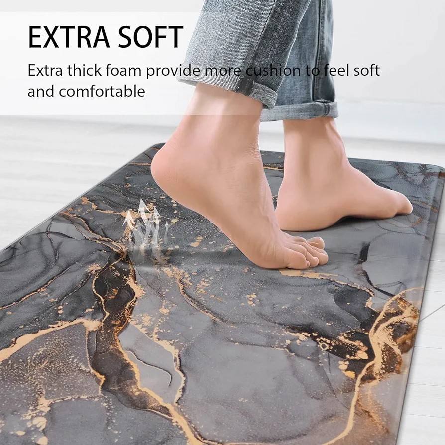 Cushioned Anti-Fatigue Kitchen Rug Mat 45x120cm x 8mm Non Slip Waterproof , Heavy Duty Rubber Ergonomic Comfort Mat for Kitchen, Floor Home, Office, Sink, Laundry etc