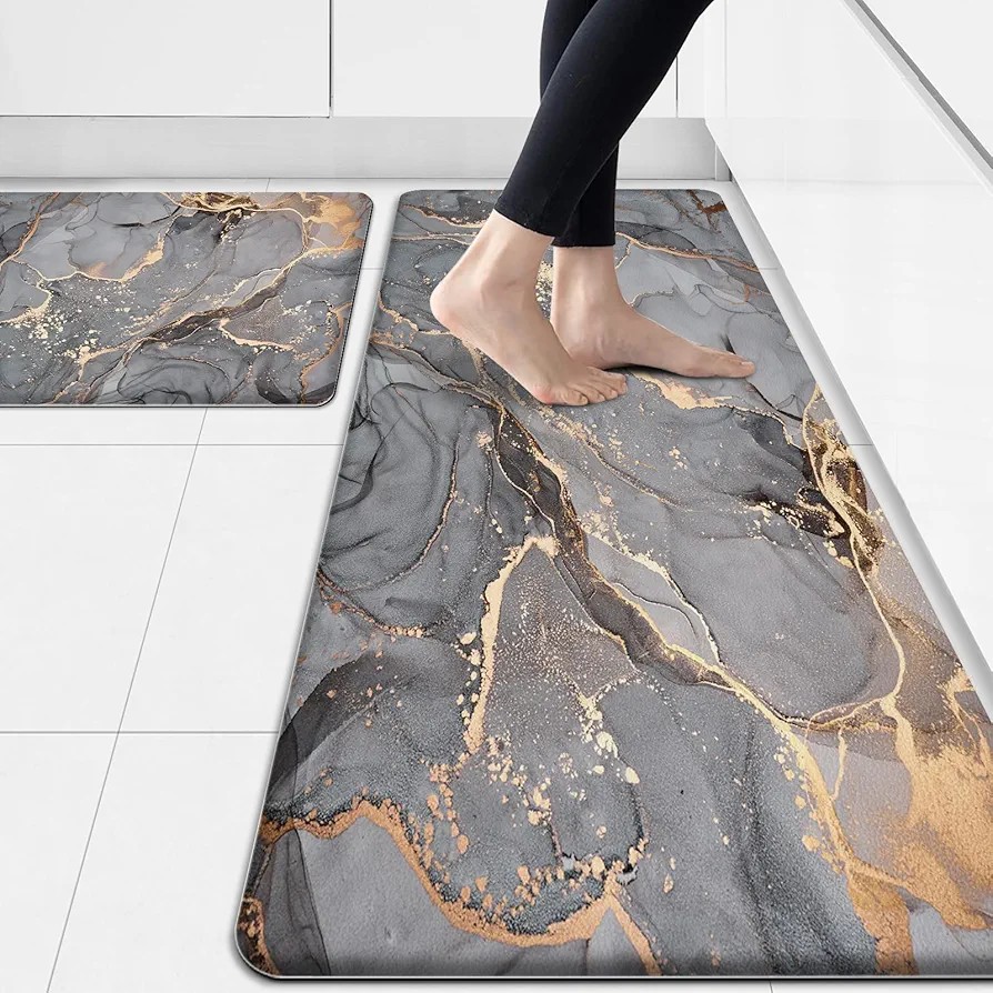 Cushioned Anti-Fatigue Kitchen Rug Mat 45x120cm x 8mm Non Slip Waterproof , Heavy Duty Rubber Ergonomic Comfort Mat for Kitchen, Floor Home, Office, Sink, Laundry etc
