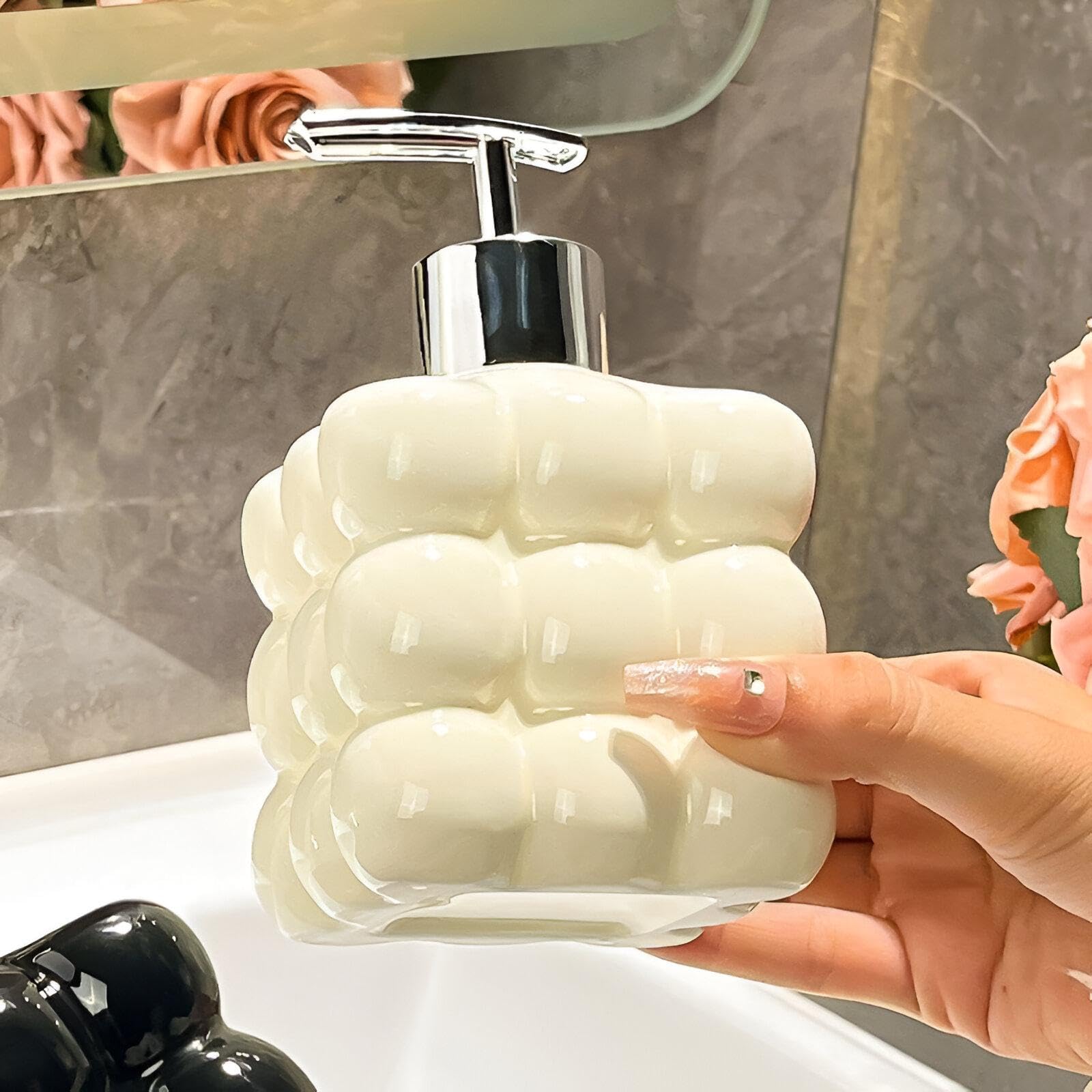 Bubble Glass Soap Dispenser Multicolor Refillable Pump Bottle for Hand Wash, Shower, and Kitchen Sink, Perfect for Home Bathroom Decoration