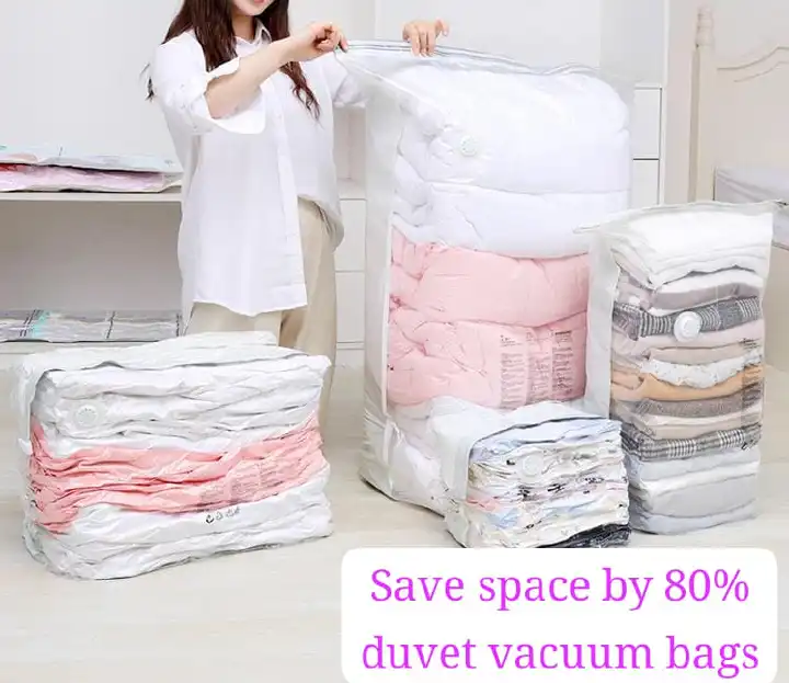 5pcs set No Pump Needed Vacuum Storage Bags for Clothes Blankets Comforters Sweaters Pillows Home Compression Seal Bags Space Saver Bags