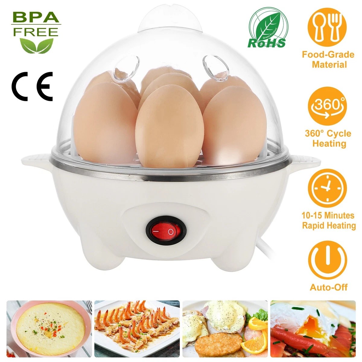 7 Egg Capacity Electric Egg Cooker for Hard Boiled Eggs,Electric Egg Cooker Egg Boiler Auto Off Steamer