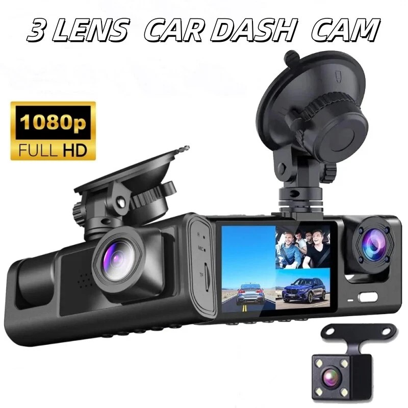 Front/Rear/Inside Video Recorder Camera G-sensor HD 1080P Car Dual Lens Dash Cam