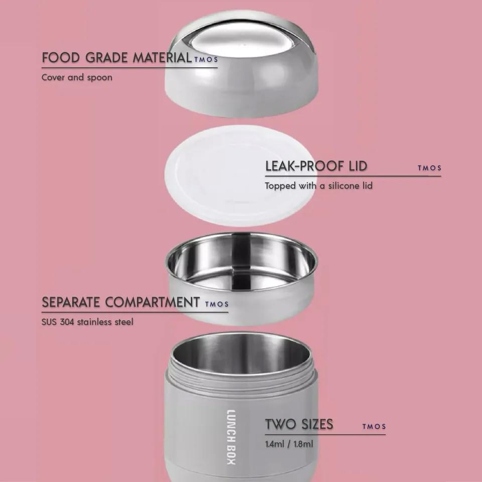 Stainless Steel Food portable lunch box 1000ml, Thermos food flask Sealing Lunch Box With Spoon, MITI Lunch Box Stainless Steel 1L
