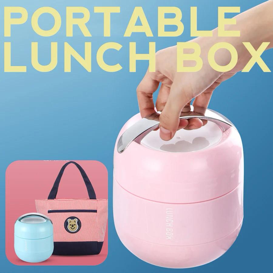 Stainless Steel Food portable lunch box 1000ml, Thermos food flask Sealing Lunch Box With Spoon, MITI Lunch Box Stainless Steel 1L