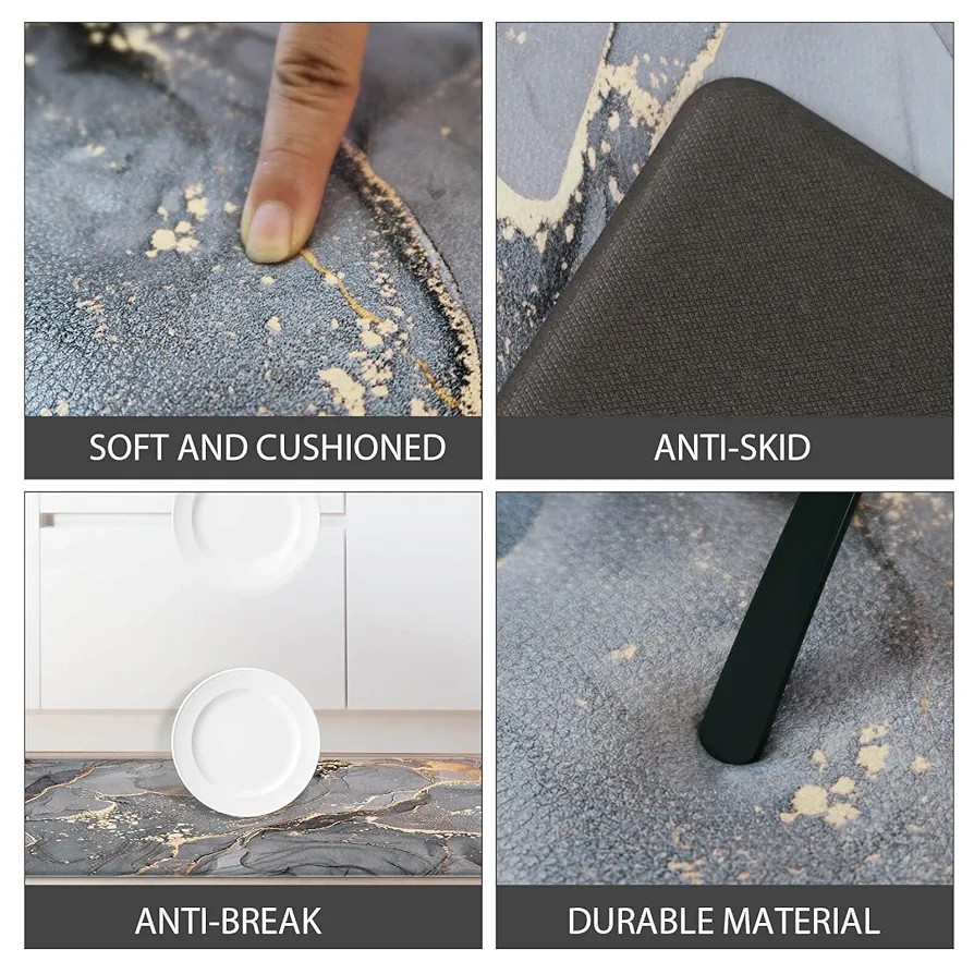 Cushioned Anti-Fatigue Kitchen Rug Mat 45x120cm x 8mm Non Slip Waterproof , Heavy Duty Rubber Ergonomic Comfort Mat for Kitchen, Floor Home, Office, Sink, Laundry etc