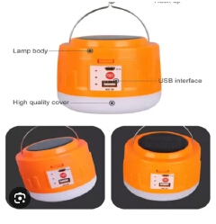 Dplight F17-125 Pumpkin Lamp – 15W Rechargeable LED Camping Lantern & Emergency Light with Built-In Solar Panel, USB Input/Output Power Bank Function, and Hanging Hook