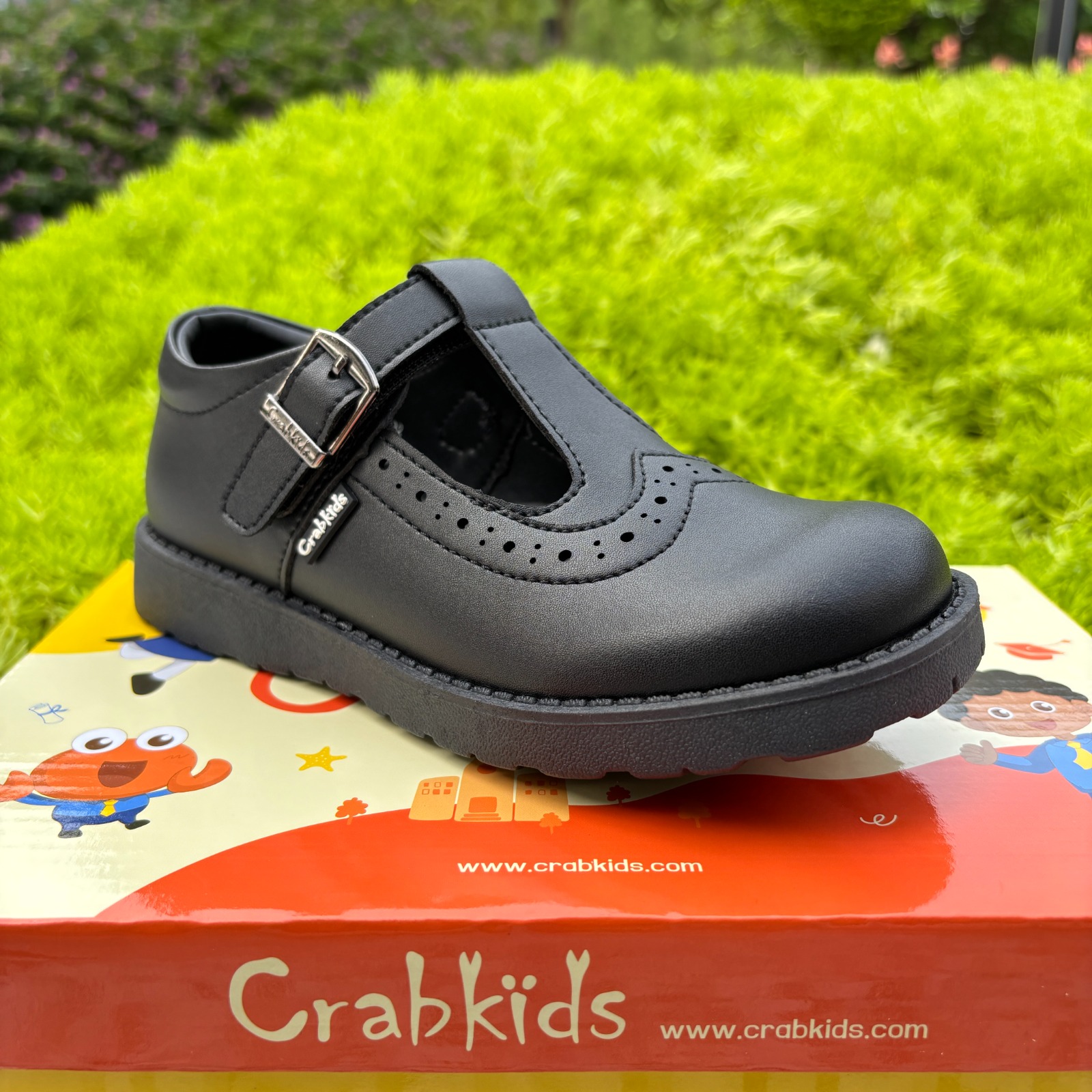 Crabkids Children's T-Strap School Shoes. Built tough for daily school activities, ensuring your child stays comfortable and smart all day long.