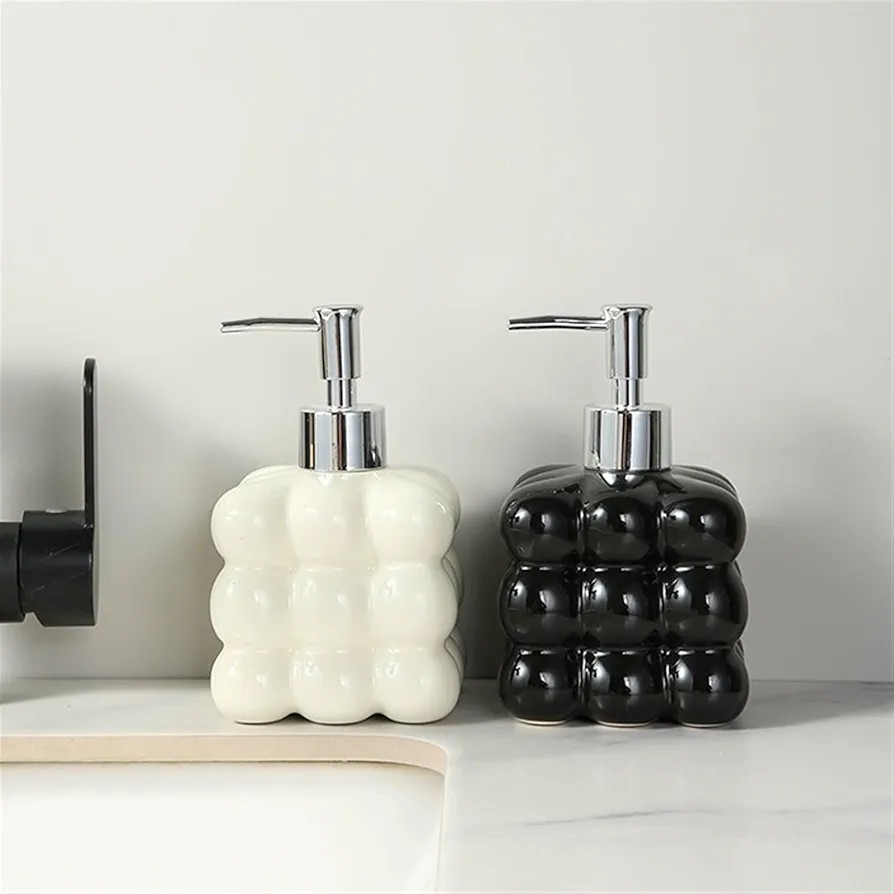 Bubble Glass Soap Dispenser Multicolor Refillable Pump Bottle for Hand Wash, Shower, and Kitchen Sink, Perfect for Home Bathroom Decoration