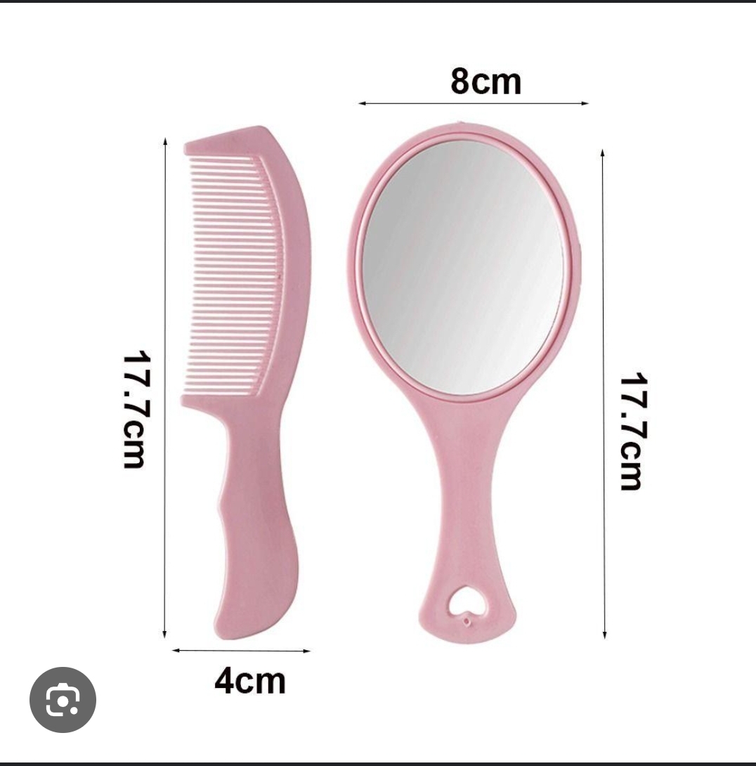 Hand mirror comb set, detangling hair brush, make-up mirror, Cute  2 in 1 mirror comb set, creative Comb and mirror set for girls, multi-design baby comb set