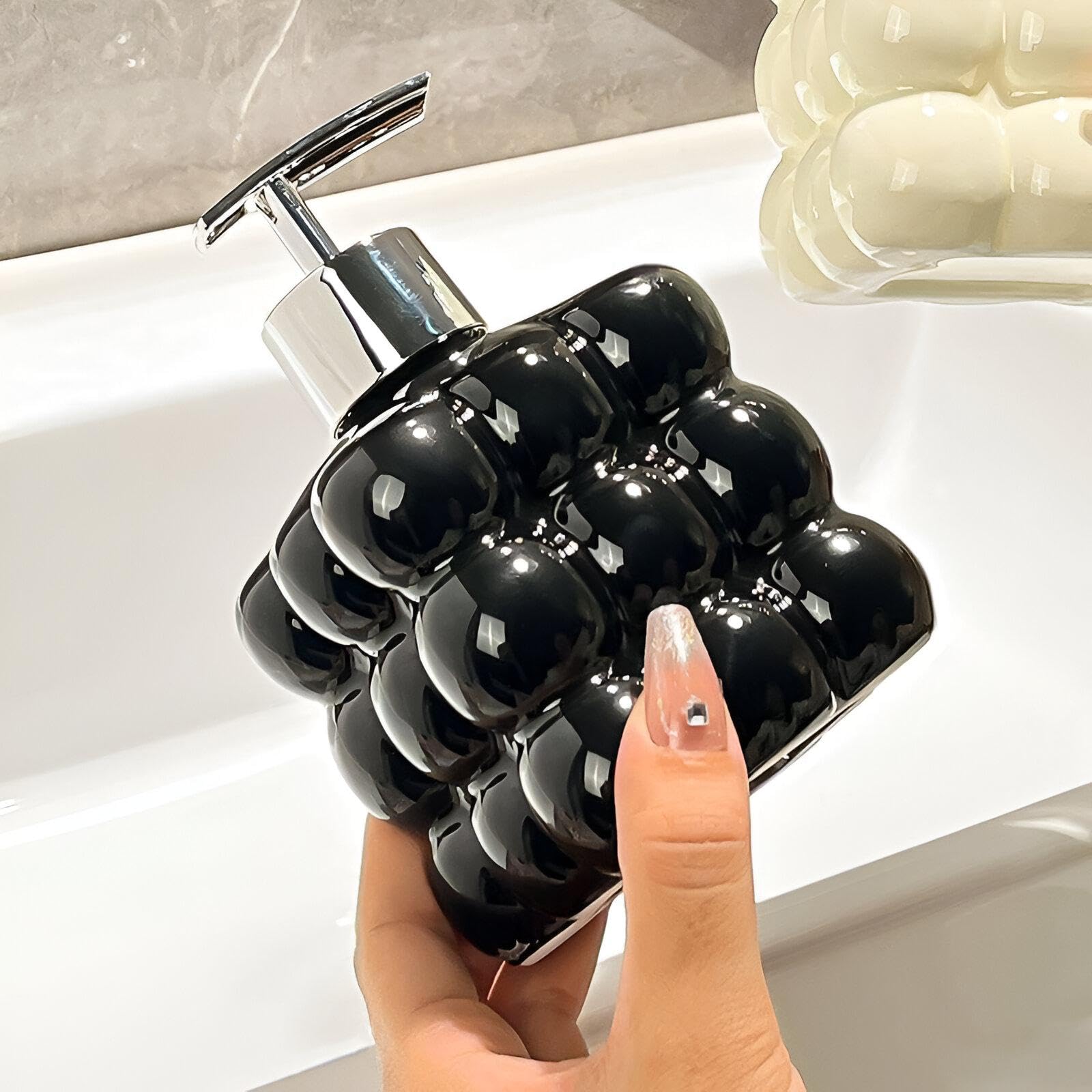 Bubble Glass Soap Dispenser Multicolor Refillable Pump Bottle for Hand Wash, Shower, and Kitchen Sink, Perfect for Home Bathroom Decoration